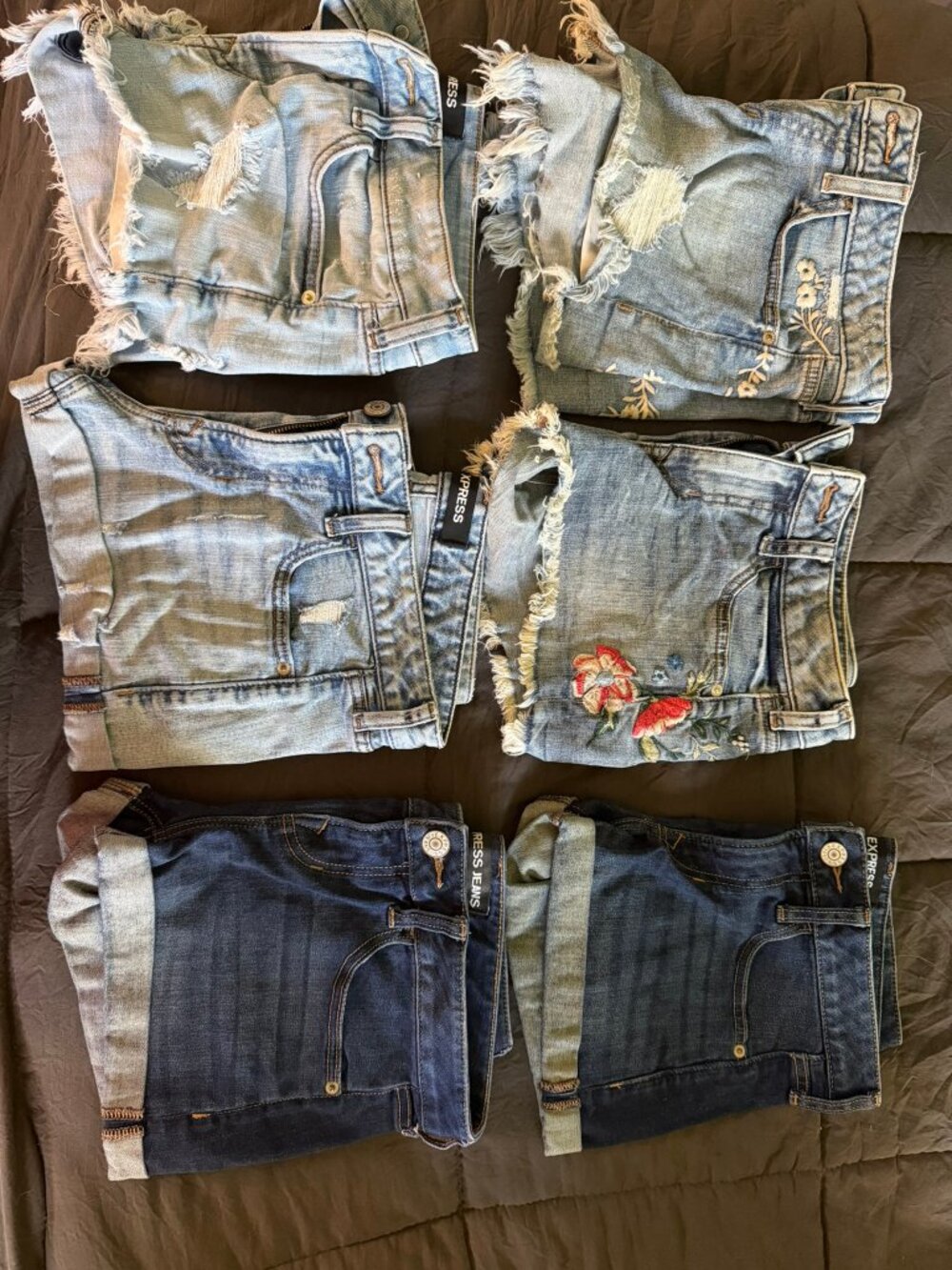 Express Low Rise Shortie Stretch Denim Shorts Set of 6 Size 2